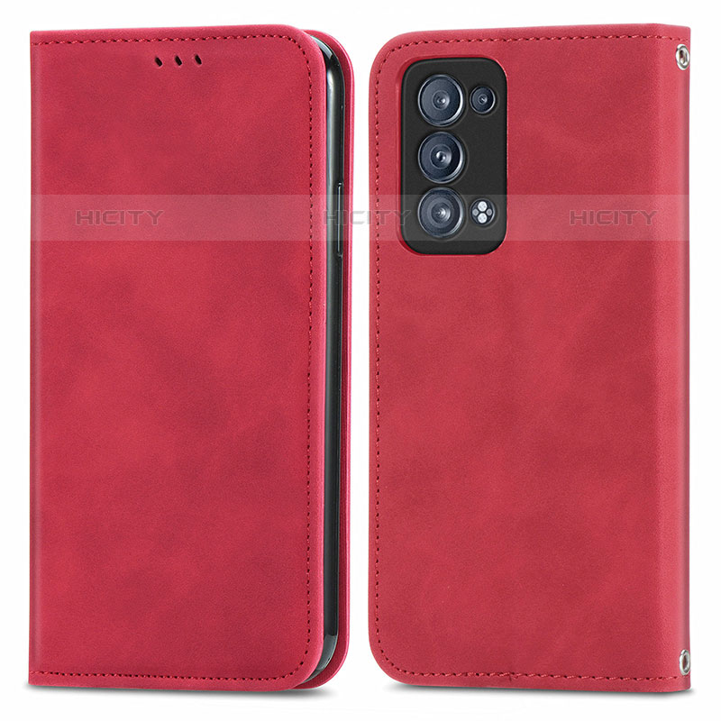 Coque Portefeuille Livre Cuir Etui Clapet S04D pour Oppo Reno6 Pro+ Plus 5G Rouge Plus