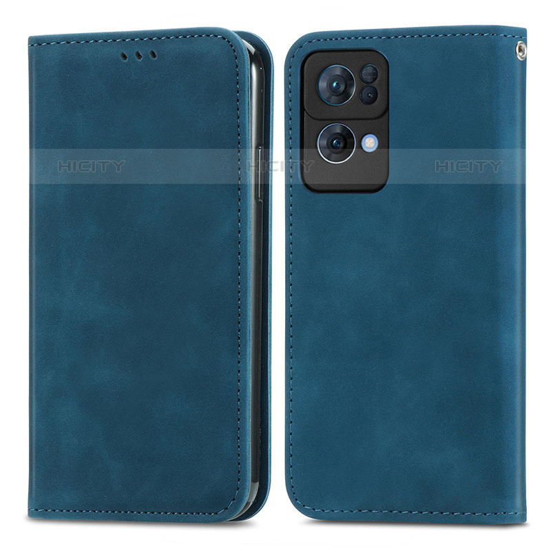 Coque Portefeuille Livre Cuir Etui Clapet S04D pour Oppo Reno7 Pro 5G Bleu Plus