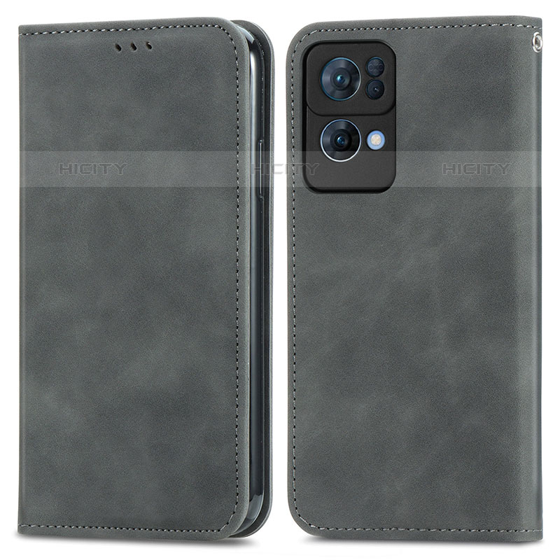 Coque Portefeuille Livre Cuir Etui Clapet S04D pour Oppo Reno7 Pro 5G Gris Plus