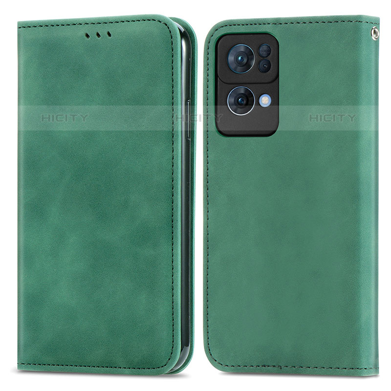 Coque Portefeuille Livre Cuir Etui Clapet S04D pour Oppo Reno7 Pro 5G Vert Plus