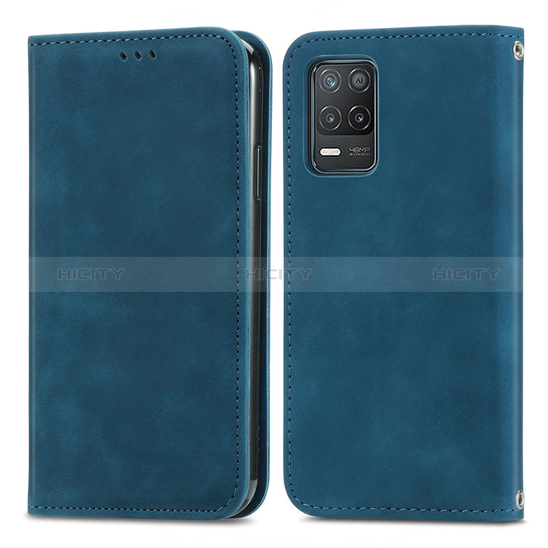 Coque Portefeuille Livre Cuir Etui Clapet S04D pour Realme 8 5G Bleu Plus