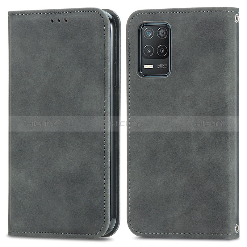 Coque Portefeuille Livre Cuir Etui Clapet S04D pour Realme 8 5G Gris Plus