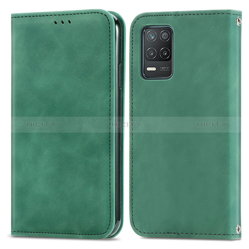 Coque Portefeuille Livre Cuir Etui Clapet S04D pour Realme 8 5G Vert Plus