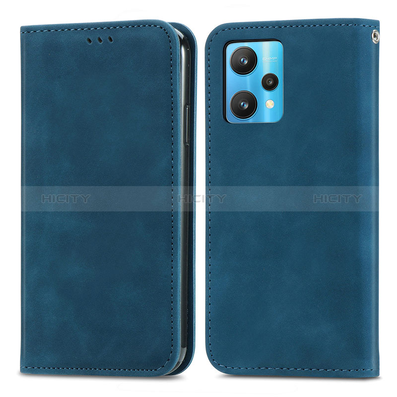 Coque Portefeuille Livre Cuir Etui Clapet S04D pour Realme 9 5G Bleu Plus