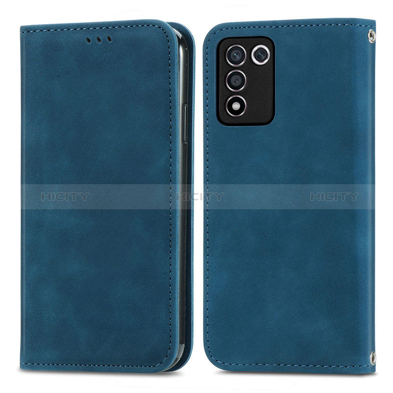 Coque Portefeuille Livre Cuir Etui Clapet S04D pour Realme 9 SE 5G Bleu Plus