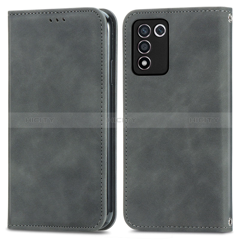 Coque Portefeuille Livre Cuir Etui Clapet S04D pour Realme 9 SE 5G Gris Plus