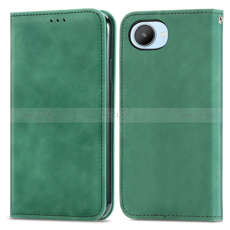 Coque Portefeuille Livre Cuir Etui Clapet S04D pour Realme C30 Vert Plus