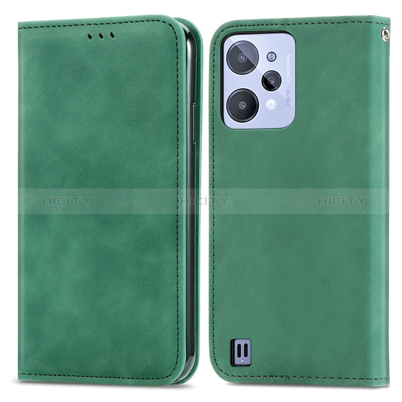 Coque Portefeuille Livre Cuir Etui Clapet S04D pour Realme C31 Vert Plus