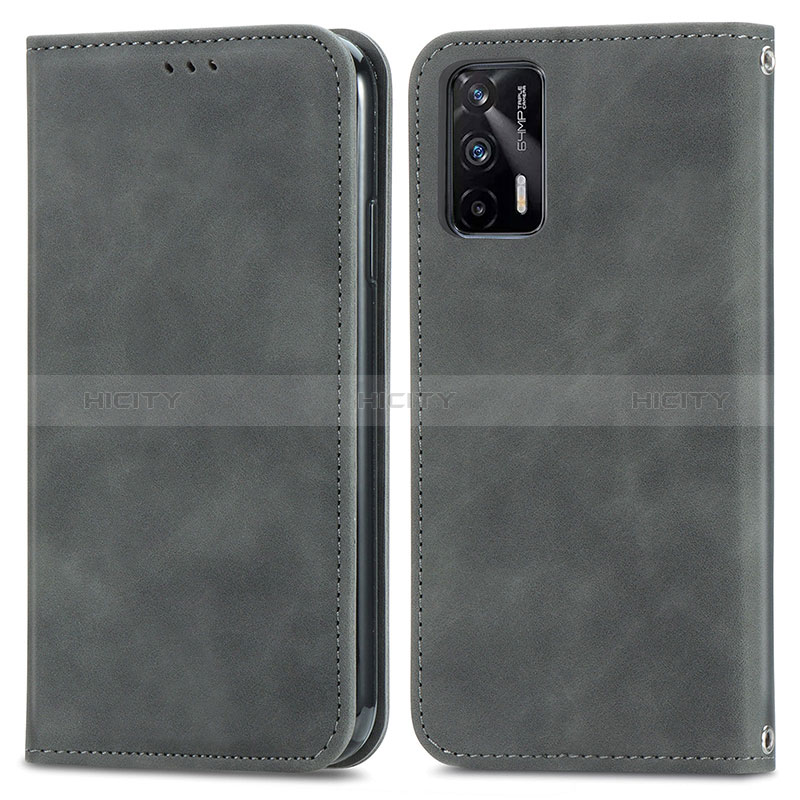 Coque Portefeuille Livre Cuir Etui Clapet S04D pour Realme GT 5G Gris Plus