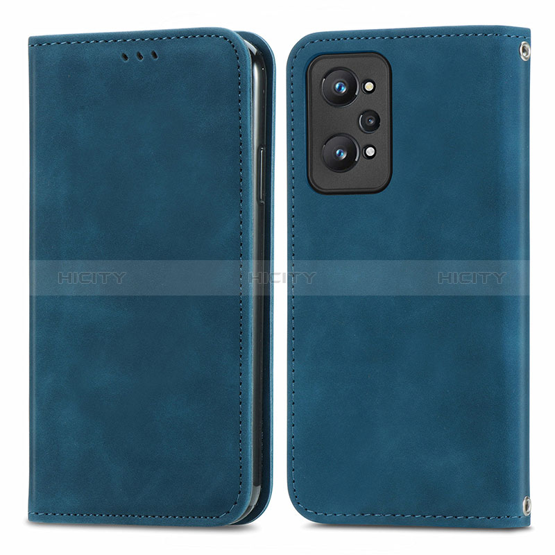 Coque Portefeuille Livre Cuir Etui Clapet S04D pour Realme GT Neo2 5G Bleu Plus