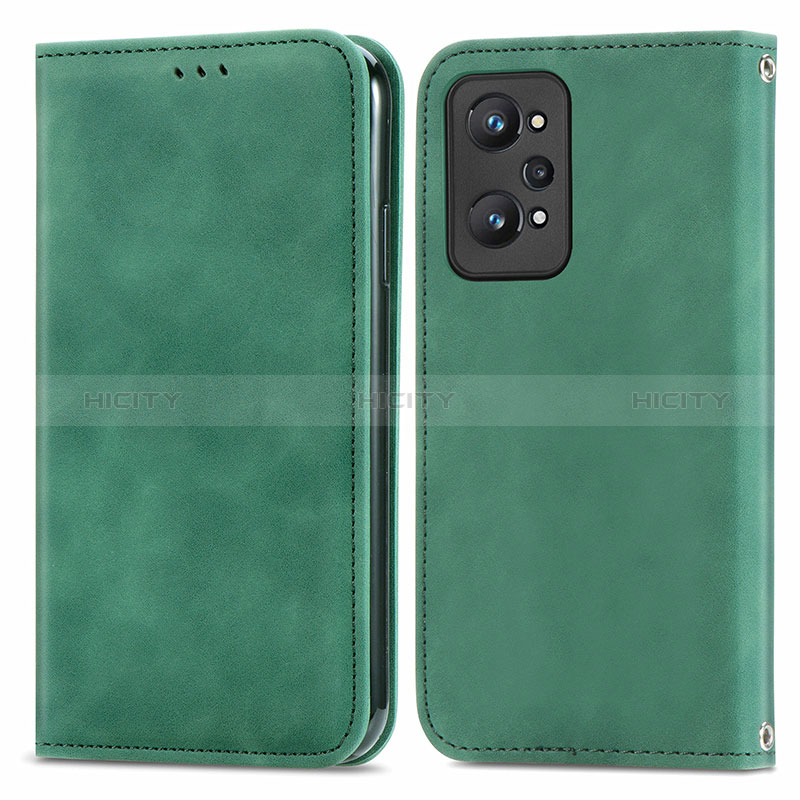 Coque Portefeuille Livre Cuir Etui Clapet S04D pour Realme GT2 5G Vert Plus