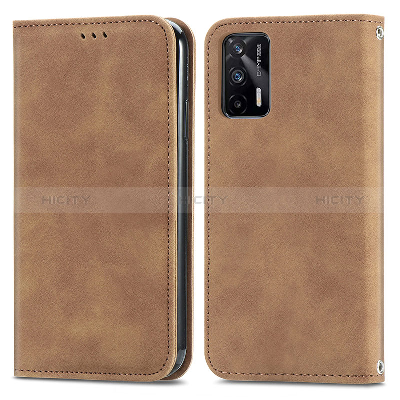 Coque Portefeuille Livre Cuir Etui Clapet S04D pour Realme Q3 Pro 5G Marron Plus