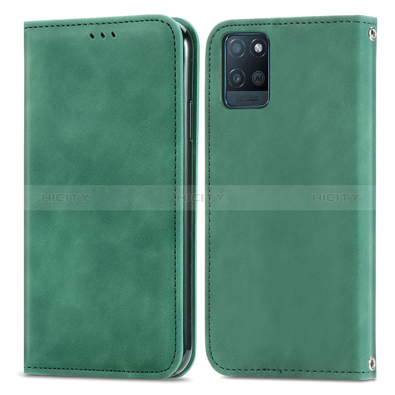 Coque Portefeuille Livre Cuir Etui Clapet S04D pour Realme V11 5G Vert Plus