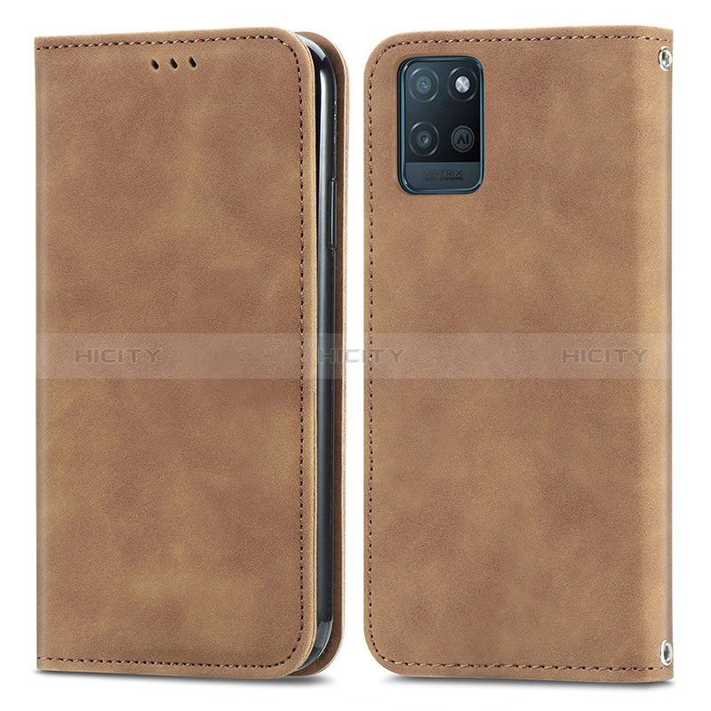 Coque Portefeuille Livre Cuir Etui Clapet S04D pour Realme V11s 5G Marron Plus