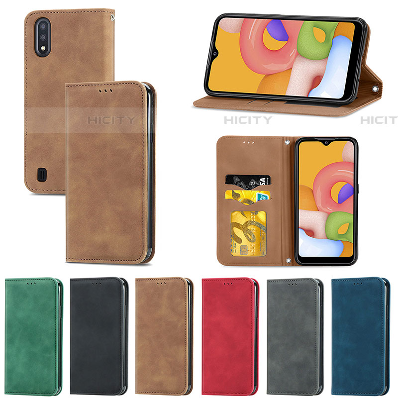 Coque Portefeuille Livre Cuir Etui Clapet S04D pour Samsung Galaxy A01 SM-A015 Plus