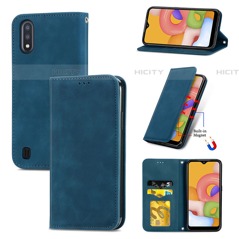 Coque Portefeuille Livre Cuir Etui Clapet S04D pour Samsung Galaxy A01 SM-A015 Plus