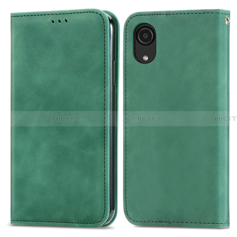 Coque Portefeuille Livre Cuir Etui Clapet S04D pour Samsung Galaxy A03 Core Vert Plus