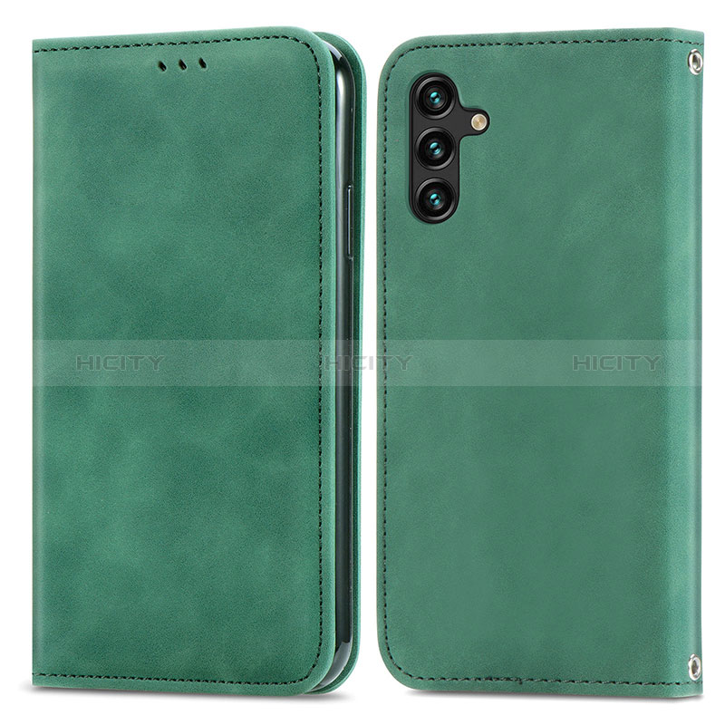 Coque Portefeuille Livre Cuir Etui Clapet S04D pour Samsung Galaxy A04s Vert Plus