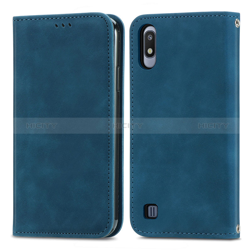 Coque Portefeuille Livre Cuir Etui Clapet S04D pour Samsung Galaxy A10 Bleu Plus