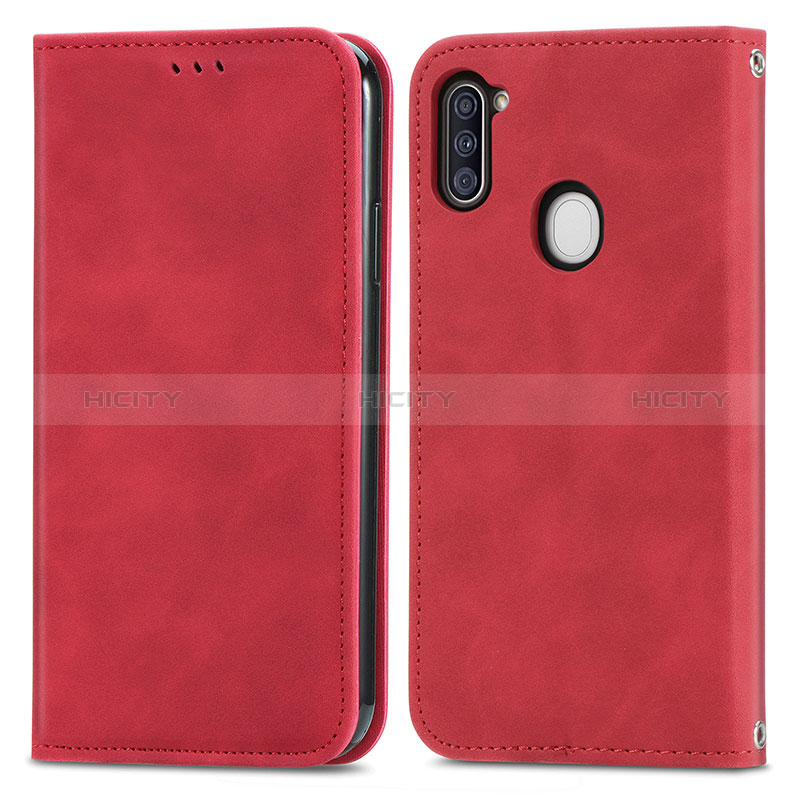 Coque Portefeuille Livre Cuir Etui Clapet S04D pour Samsung Galaxy A11 Rouge Plus