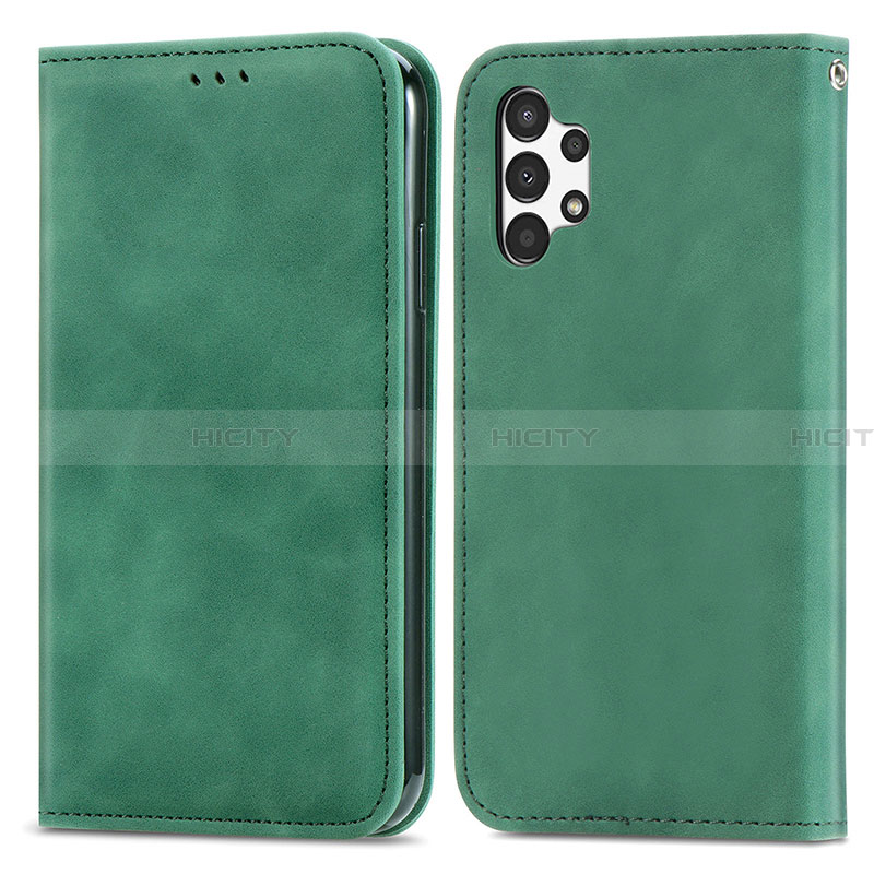 Coque Portefeuille Livre Cuir Etui Clapet S04D pour Samsung Galaxy A13 4G Vert Plus