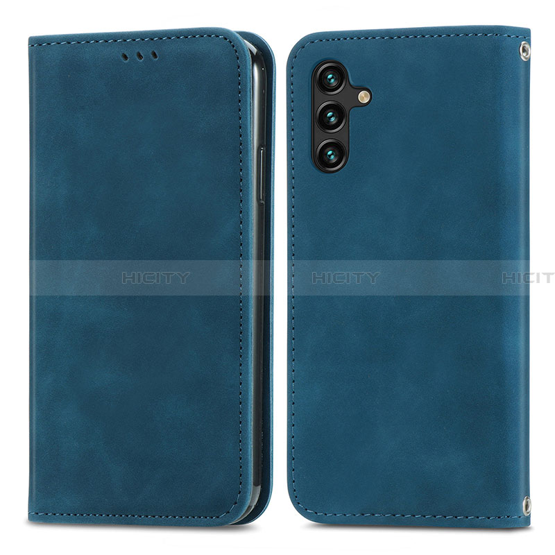 Coque Portefeuille Livre Cuir Etui Clapet S04D pour Samsung Galaxy A13 5G Bleu Plus