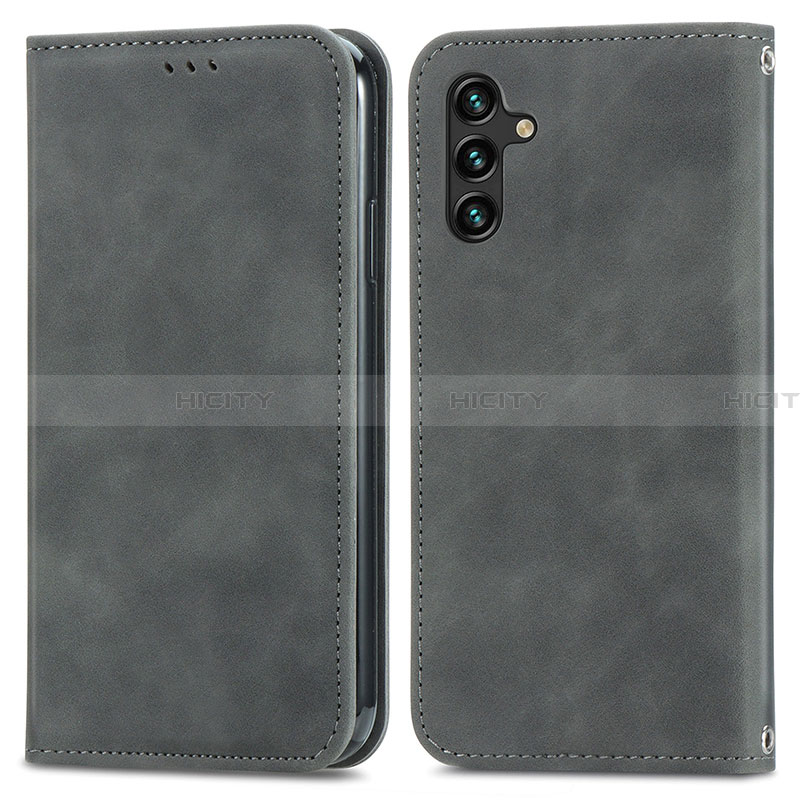 Coque Portefeuille Livre Cuir Etui Clapet S04D pour Samsung Galaxy A13 5G Gris Plus