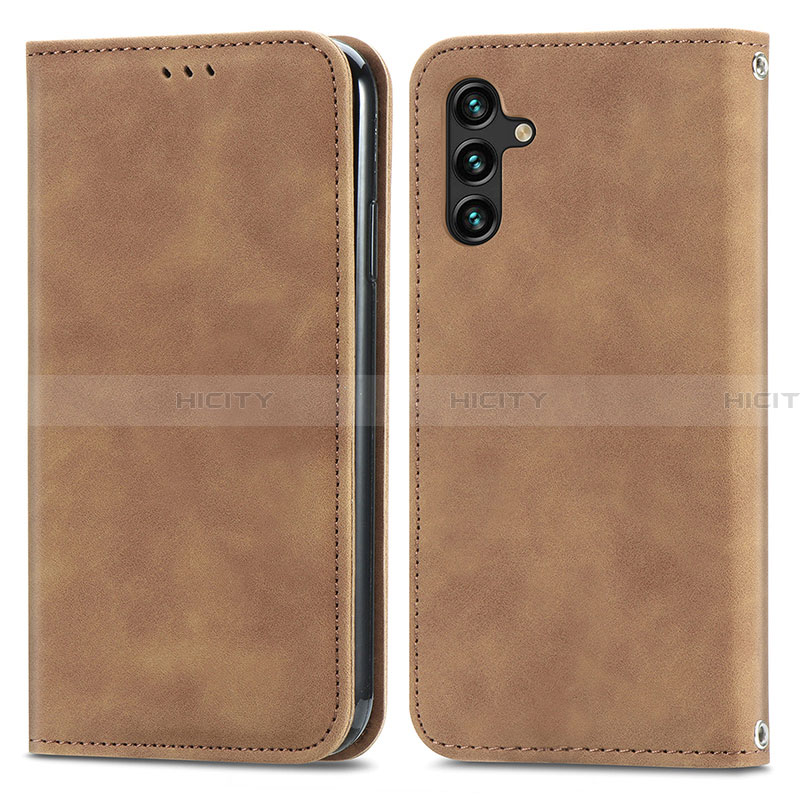 Coque Portefeuille Livre Cuir Etui Clapet S04D pour Samsung Galaxy A13 5G Marron Plus