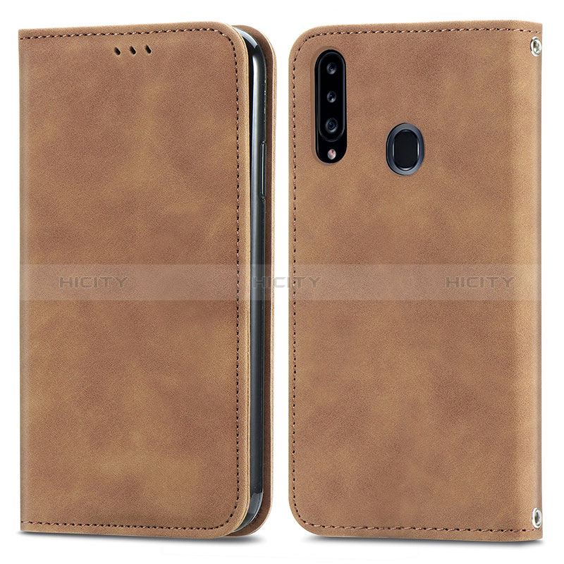 Coque Portefeuille Livre Cuir Etui Clapet S04D pour Samsung Galaxy A20s Marron Plus