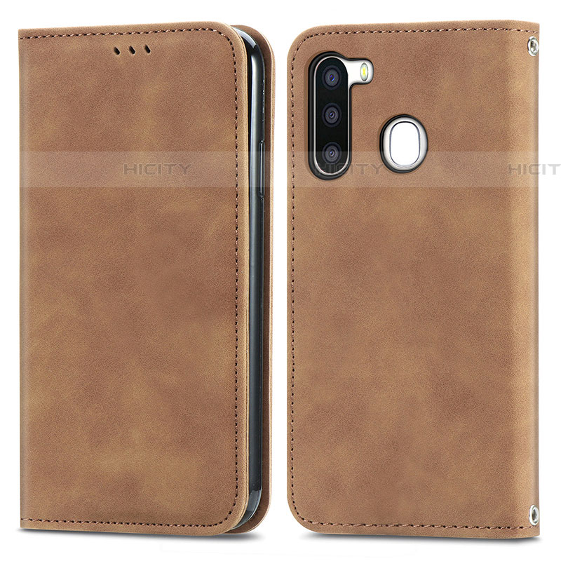 Coque Portefeuille Livre Cuir Etui Clapet S04D pour Samsung Galaxy A21 European Marron Plus