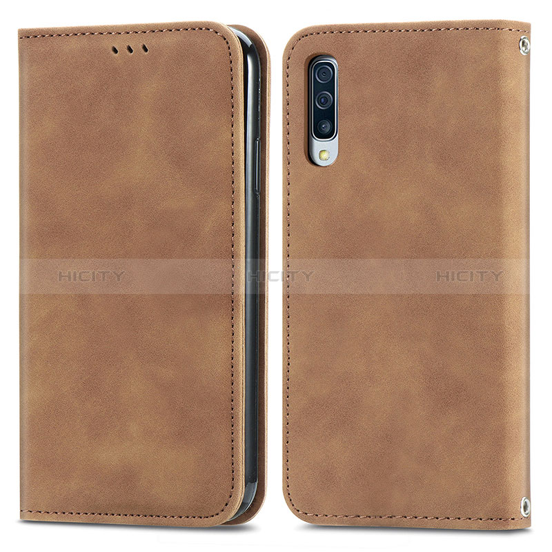 Coque Portefeuille Livre Cuir Etui Clapet S04D pour Samsung Galaxy A30S Marron Plus