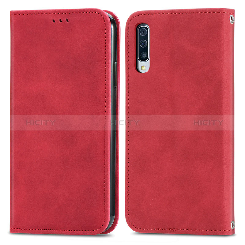 Coque Portefeuille Livre Cuir Etui Clapet S04D pour Samsung Galaxy A30S Rouge Plus