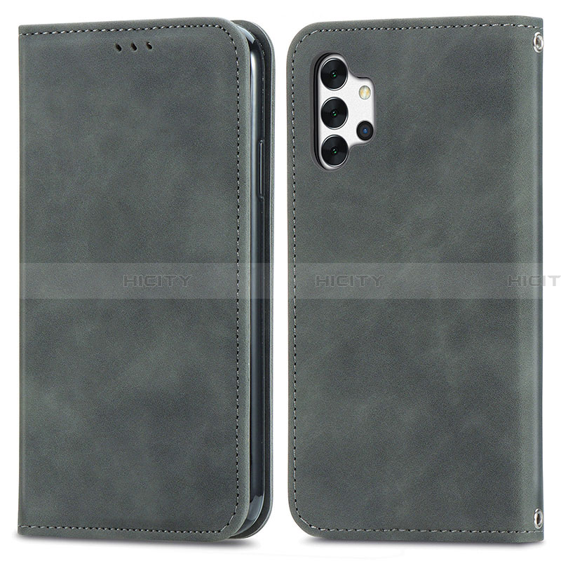 Coque Portefeuille Livre Cuir Etui Clapet S04D pour Samsung Galaxy A32 4G Gris Plus