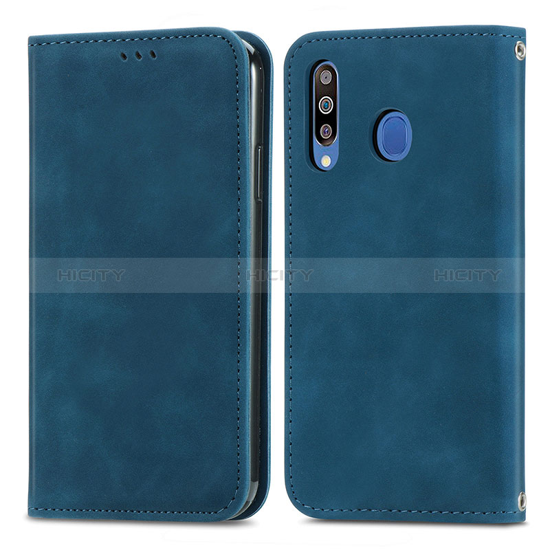 Coque Portefeuille Livre Cuir Etui Clapet S04D pour Samsung Galaxy A40s Bleu Plus