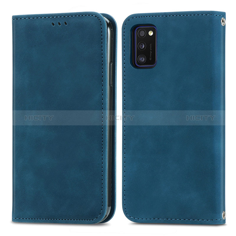 Coque Portefeuille Livre Cuir Etui Clapet S04D pour Samsung Galaxy A41 Bleu Plus