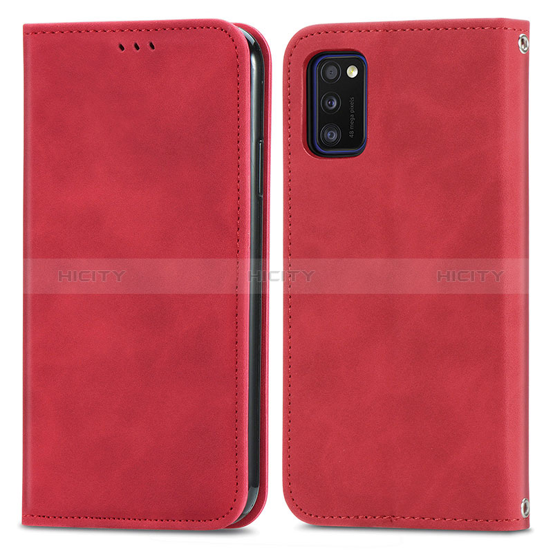 Coque Portefeuille Livre Cuir Etui Clapet S04D pour Samsung Galaxy A41 Rouge Plus