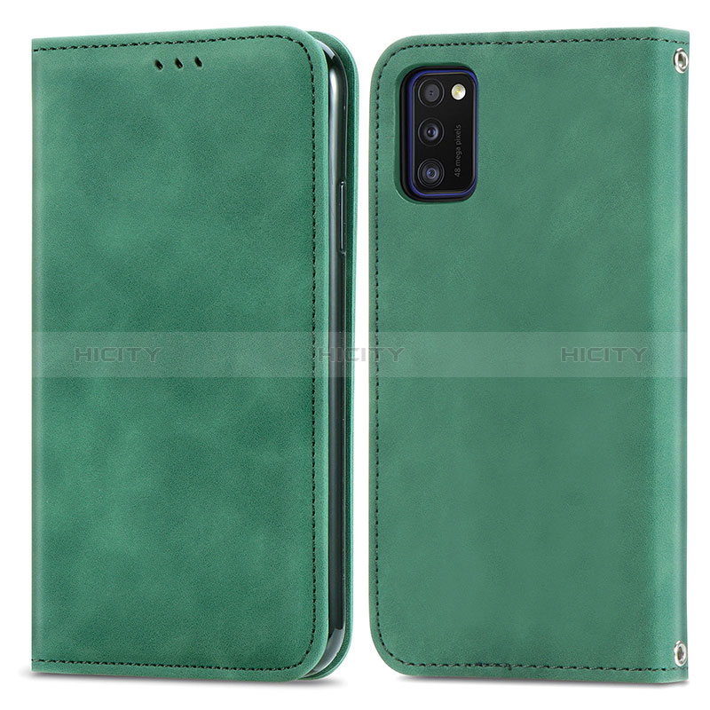 Coque Portefeuille Livre Cuir Etui Clapet S04D pour Samsung Galaxy A41 Vert Plus