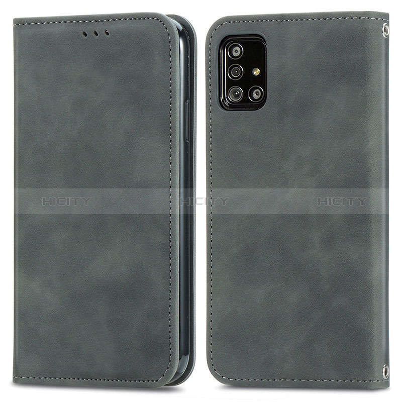 Coque Portefeuille Livre Cuir Etui Clapet S04D pour Samsung Galaxy A51 5G Gris Plus