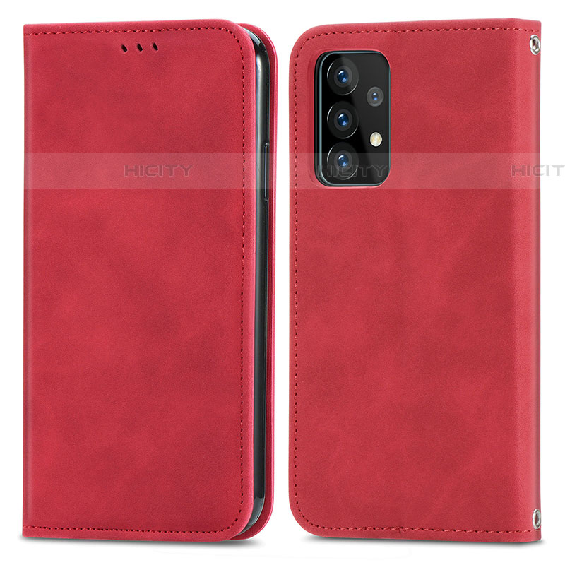 Coque Portefeuille Livre Cuir Etui Clapet S04D pour Samsung Galaxy A52 4G Rouge Plus