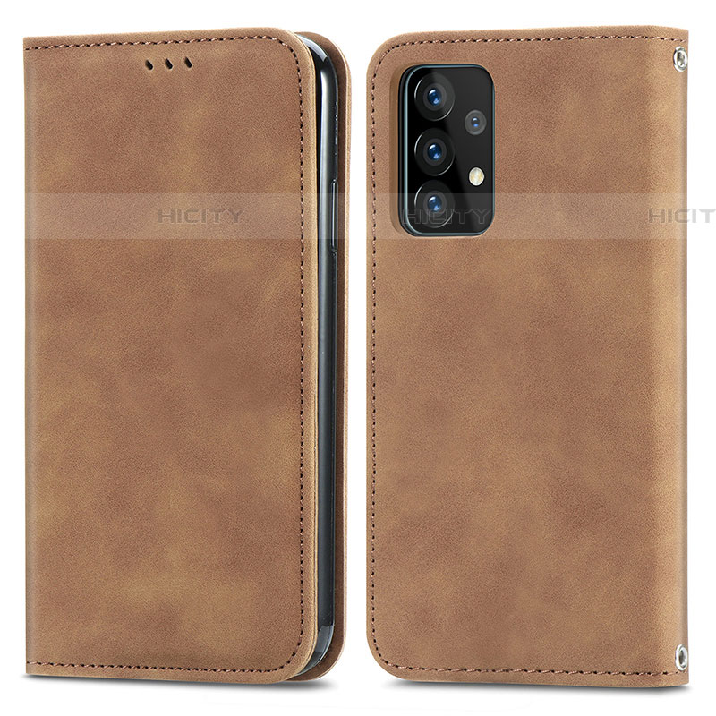 Coque Portefeuille Livre Cuir Etui Clapet S04D pour Samsung Galaxy A52 5G Marron Plus