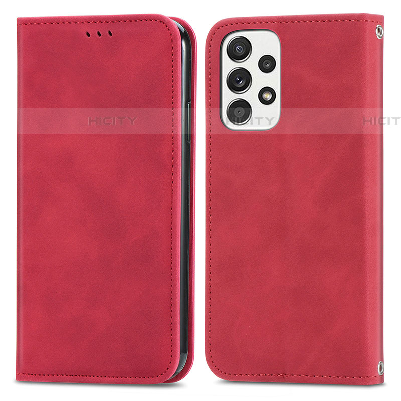 Coque Portefeuille Livre Cuir Etui Clapet S04D pour Samsung Galaxy A53 5G Rouge Plus