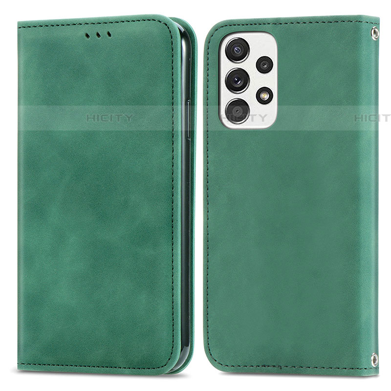 Coque Portefeuille Livre Cuir Etui Clapet S04D pour Samsung Galaxy A53 5G Vert Plus