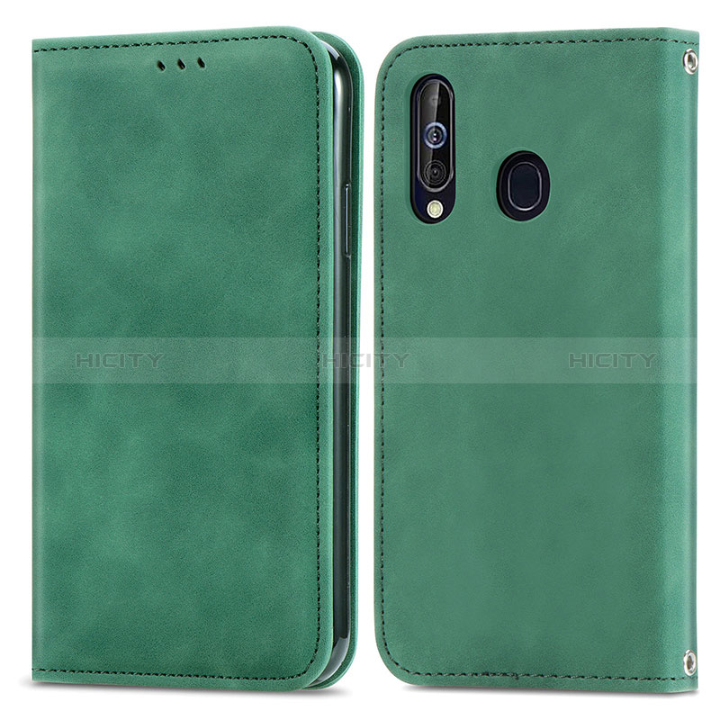 Coque Portefeuille Livre Cuir Etui Clapet S04D pour Samsung Galaxy A60 Vert Plus