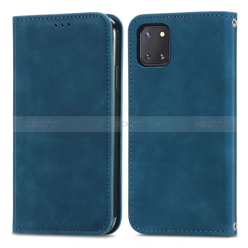 Coque Portefeuille Livre Cuir Etui Clapet S04D pour Samsung Galaxy A81 Bleu Plus