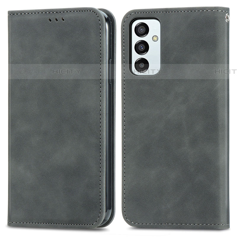 Coque Portefeuille Livre Cuir Etui Clapet S04D pour Samsung Galaxy F23 5G Gris Plus