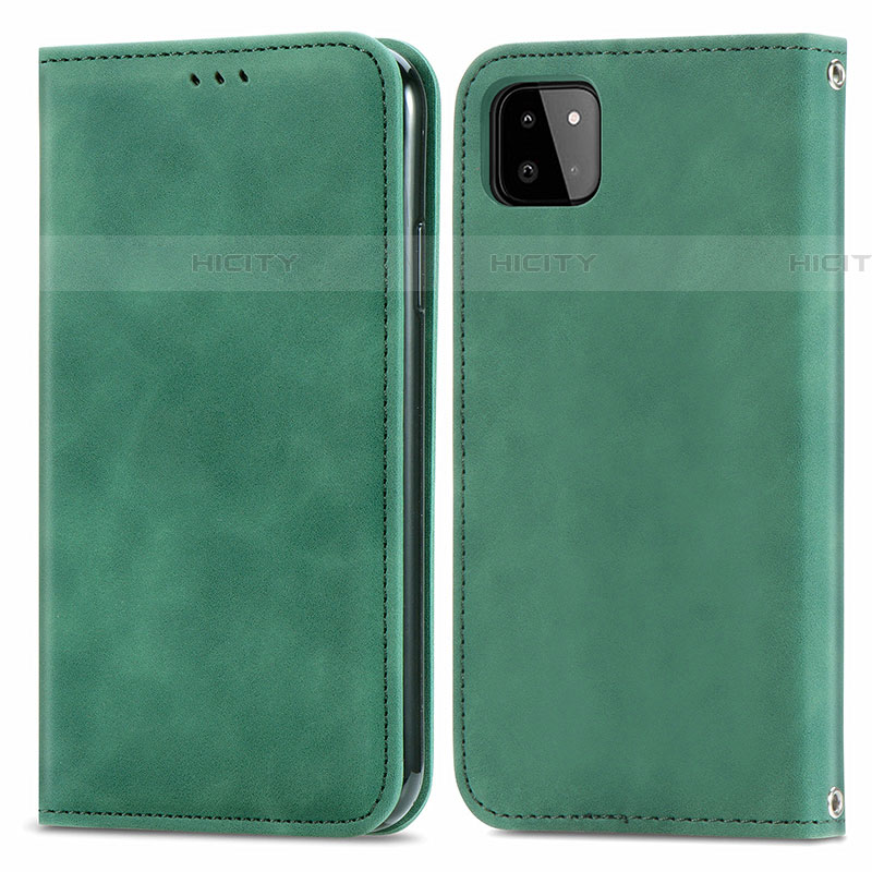 Coque Portefeuille Livre Cuir Etui Clapet S04D pour Samsung Galaxy F42 5G Vert Plus