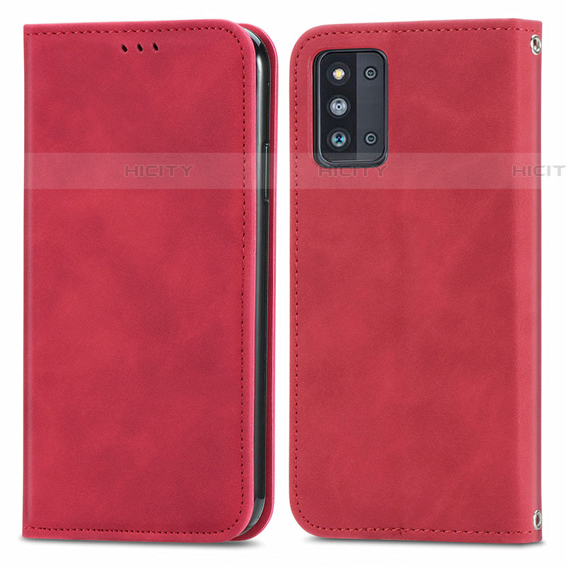 Coque Portefeuille Livre Cuir Etui Clapet S04D pour Samsung Galaxy F52 5G Rouge Plus