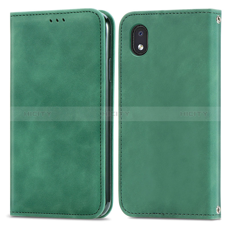 Coque Portefeuille Livre Cuir Etui Clapet S04D pour Samsung Galaxy M01 Core Vert Plus