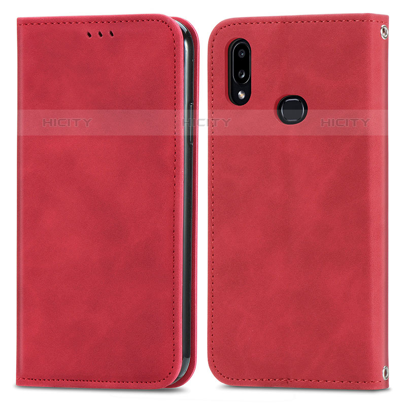 Coque Portefeuille Livre Cuir Etui Clapet S04D pour Samsung Galaxy M01s Rouge Plus