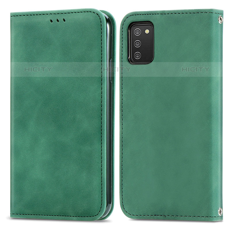 Coque Portefeuille Livre Cuir Etui Clapet S04D pour Samsung Galaxy M02s Vert Plus